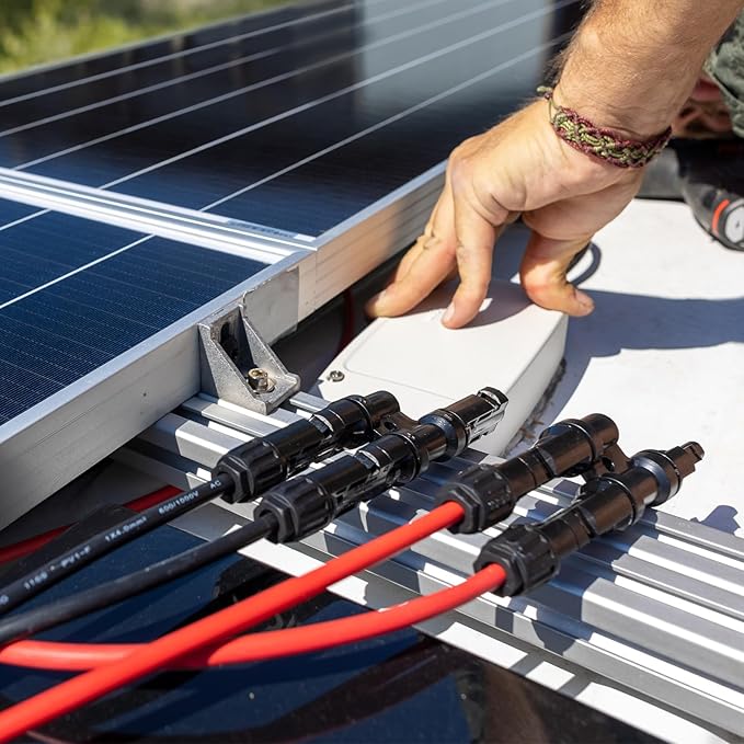 Solar Panel Connector 5 to 1 Solar Y Branch Solar Panel Splitter 5 Way Y Branch Solar Panel Parallel Connectors for Parallel Connection Solar Panels (1 Pair 5 to 1)