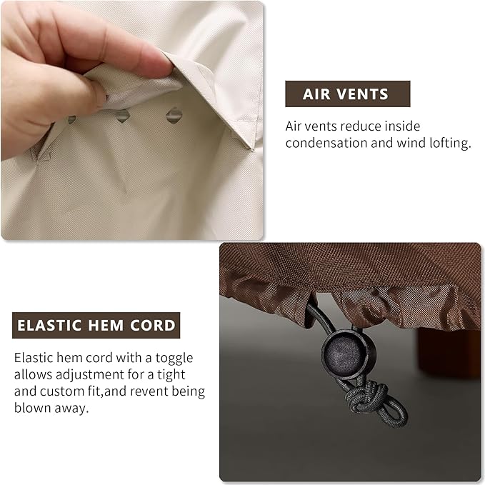 Outdoor Swivel Chair Covers Waterproof 2 Pack, Outdoor Chair Covers Patio Furniture Cover for Deck Patio Swivel Chair Heavy Duty, 30 W x 34 D x 36 H inches Beige and Brown
