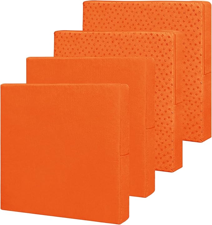 Easy-Going Waterproof Patio Cushion Covers 22x22x4 inch 4 Pack Replacement Non-Slip Outdoor Seat Cushion Slipcover with Zipper. Orange