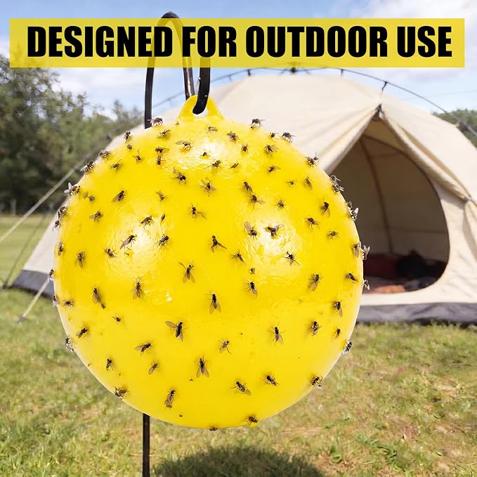3 Pack Inflatable Fly Trap Balls 18inch Sticky Catcher for Black Yellow Greenhead Flies Outdoor Insect Control for Barn Stable Garden Greenhouse (Glue Not Included) (Gnat Fly Ball Trap)