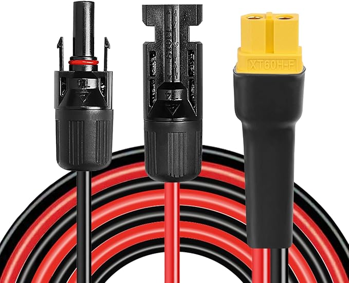 MOOKEERF Solar to XT60 Extension Cable 10AWG 3FT Solar Connector to XT60 Adapter Cable for Solar Panel to Portable Power Station Solar Generator Battery Pack
