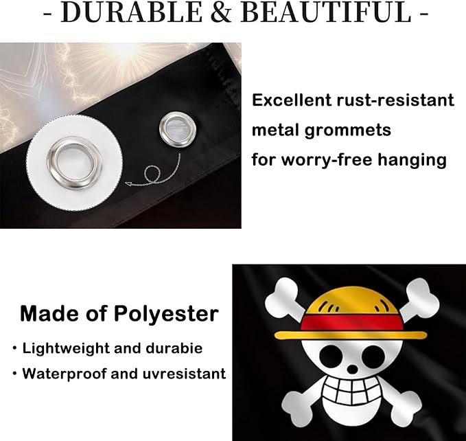 49x29in Vertical Anime-Style Pirate Banner with Straw Hat Skull Design for Halloween Decor and Themed Rooms
