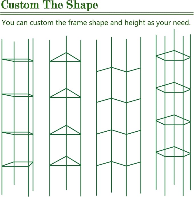3Pack 18.5" Width Up to 48" Height Adjustable Square Tomato Cages for Garden, Plant Support Stakes for Climbing Vegetable, Tomatoe, Flower, with Twist Ties Snap-On Stake Arms