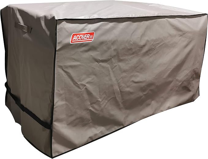 Keter Suncast Lifetime Deck Box Cover - XL Waterproof Heavy Duty Outdoor Furniture Cover with Straps and Handles (63"L x 26"D x 28.3"H) Brown