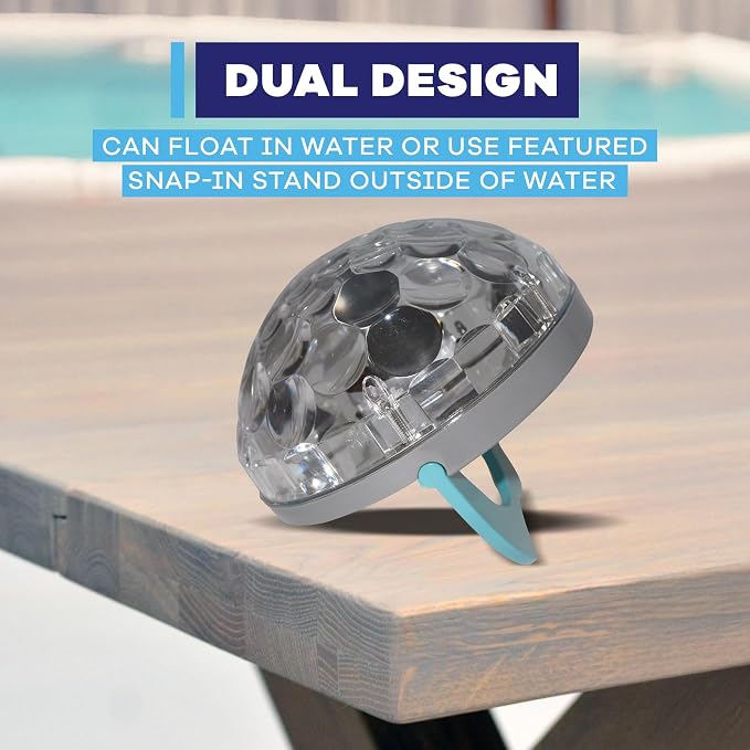 GAME LED Pool Lights for Above Ground & Inground Pools - Waterproof Floating Light Show with Multiple Color Modes - Easily Installable - Remote Controlled | Solar with Stand
