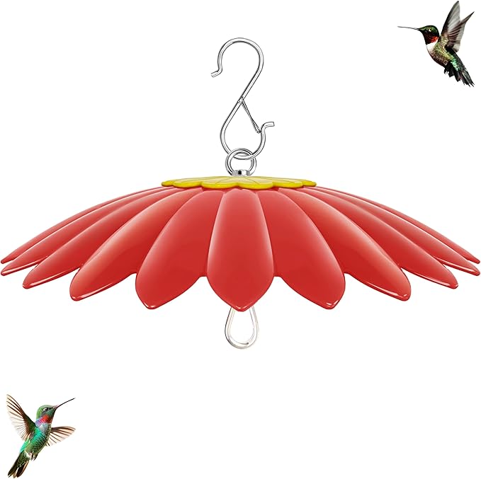 10.5 inch Hummingbird Feeder Shade Dome Cover,Rain Guard,Weather Guard for Bird Feeder, Umbrella Cover for Bird House for Outdoor,Squirrel Baffle,Flower Design(Red).