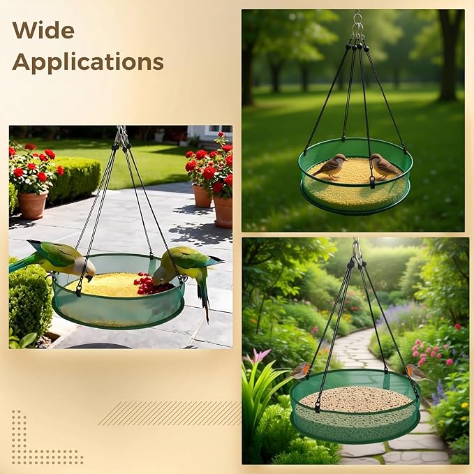 2 Pcs Bird Seed Catcher Tray, 20 in Hanging Bird Seed Catcher with 4.1 in Height, Outdoor Bird Seed Catcher Made of Polyester Mesh for Easy Cleaning & Ventilation