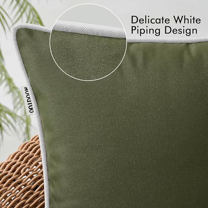 MIULEE Pack of 2 Outdoor Waterproof Pillow Covers Decorative Farmhouse Throw Pillow Covers Square Solid Color Couch Pillow Covers Spring for Patio Tent Bed Sofa Living Room 16x16 Inch Olive Green