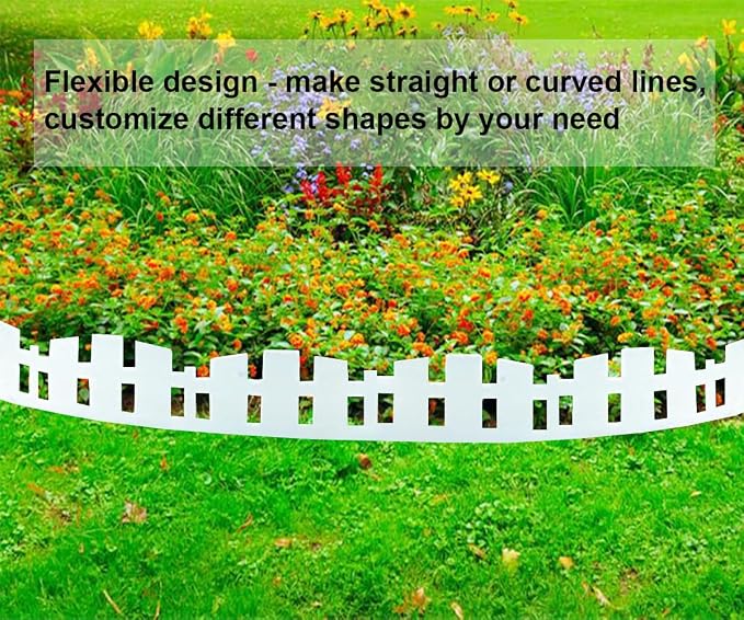 Garden Edging 33FT x 3.5~4.6IN Tall, Landscape Edging Borders with 60pcs Plastic Stakes,Arched Design Flexible Lawn Edging Border, No Digging Edge Fence DIY for Tree Flowerbeds Grass Yard