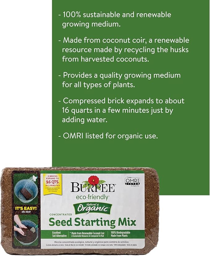 Burpee Greenhouse Indoor Seed Starting Kit + Organic Coconut Coir Seed Starting Mix