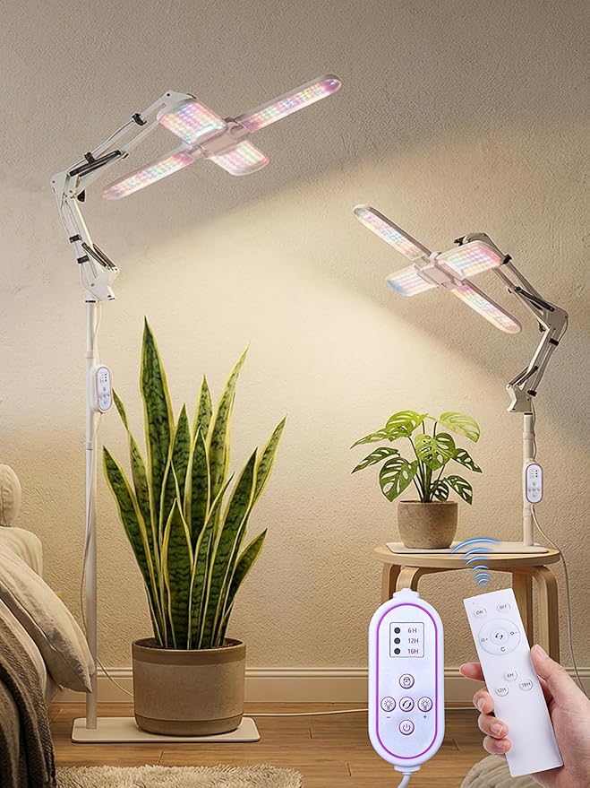 240 LEDs Grow Lights for Indoor Plants with Timer 6/12/16H, Full Spectrum Plant Lights for Indoor Growing 10 Dimmable Level, 24-72" Height Adjustable Tabletop Grow Light Floor Lamp with Remote Control