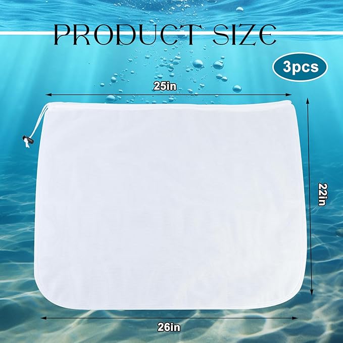 3Pcs Ultra Fine Mesh Net Bag for Pool Skimmer Net Replacement，26x22Inch Adjustable Large Deep Nylon Swimming Pool Leaf Rake Net for Cleaning Spa Ground Pool Hot Tub Sand Pollen Tree Dust Pet Hair