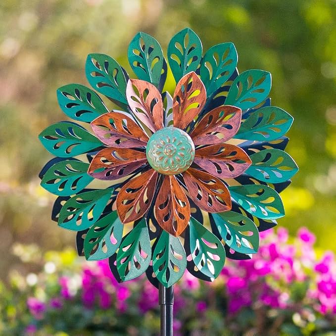 Viveta Wind Spinner Outdoor, Kinetic Metal Wind Sculptures & Spinners, 360 Degrees Windmill for Yard and Garden