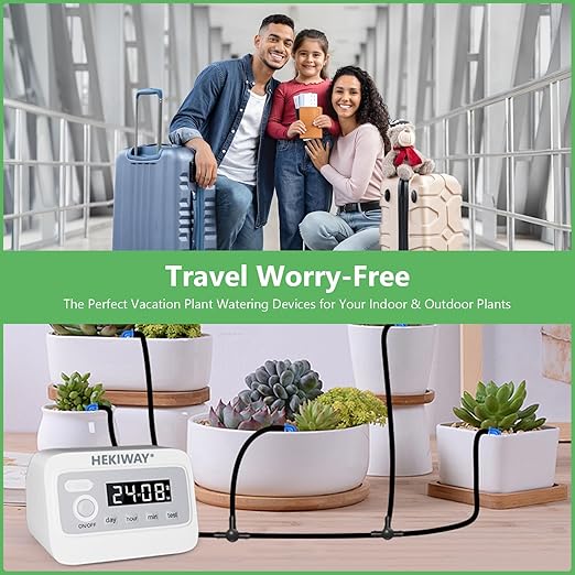 82FT Automatic Plant Watering System–HEKIWAY 390 Adjustable Watering Modes, Supports 30 Pots | Indoor Garden System & Vacation Plant Watering Devices, Auto Watering for Plants Outdoor