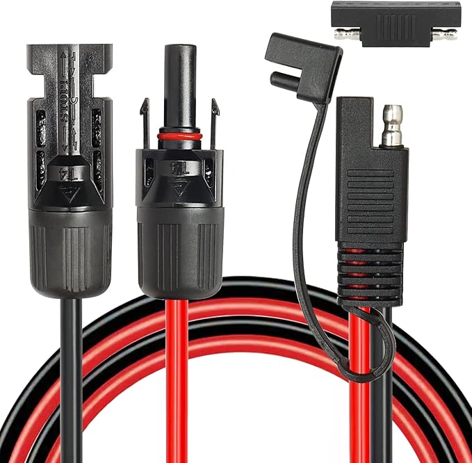 MOOKEERF Solar Panel to SAE Adapter Cable - 8FT 10AWG Solar Extension Cable for RV Solar Panel Caravan Battery Charger Kit with SAE Polarity Reverse Adapter