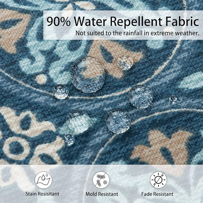 Magpie Fabrics Pack of 2 Outdoor Waterproof Lumbar Rectangular Throw Pillow with Insert, Home Decorative Toss Pillows All Weather Cushion for Patio Garden Car Office (12x20 Inch, Morgan Medal Print)