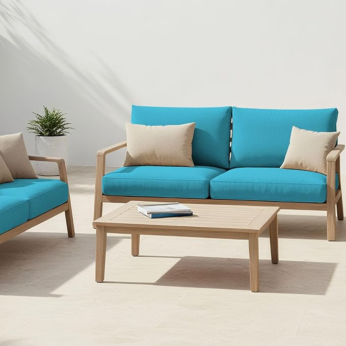 pickyNproud 8Pcs Patio Cushion Covers Stretch Outdoor Couch Cushions Slipcovers Replacement Washable Furniture Protector with Elastic Bottom Sofa Chair Seat Cover, Teal Blue