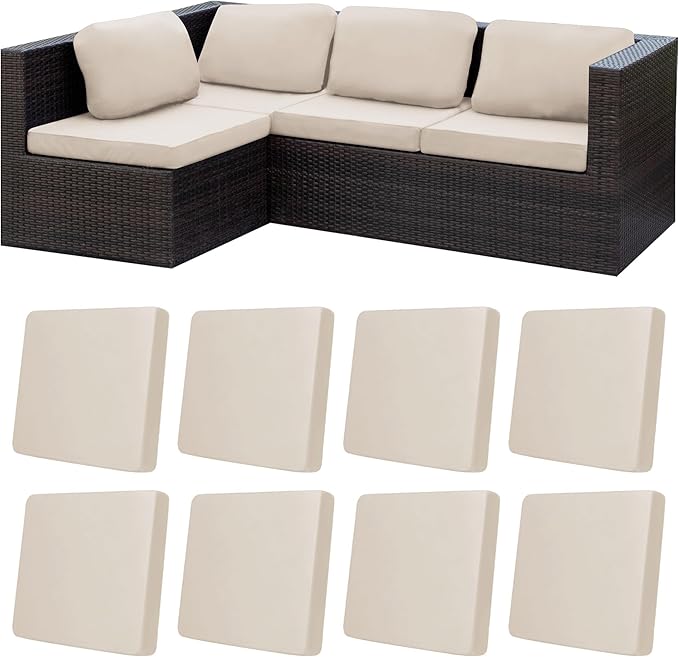 BIETYONE 8Pcs Stretch Patio Cushion Covers,Outdoor Couch Covers Replacement,Outdoor Couch & Sofa Slipcovers,for Patio Furniture Cushion Covers,Washable Reusable urniture Protector(Beige,8PCS)