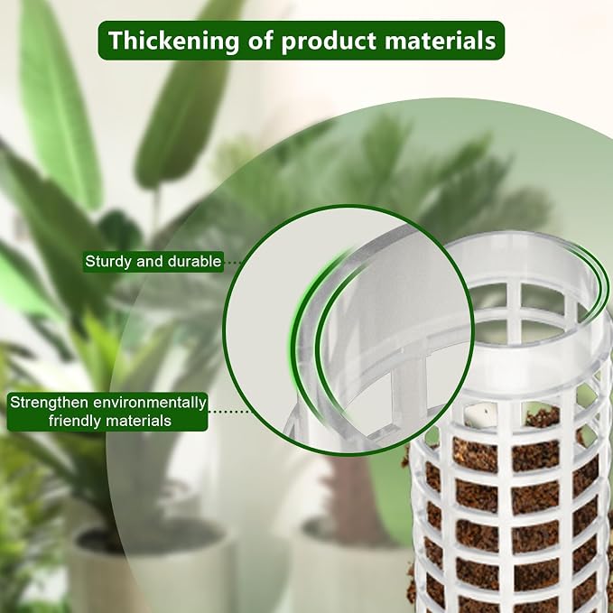 AlisisFores 2 Pcs Plastic Moss Pole for Monstera, Large Cylindrical Shape Poles for Climbing Plants Work with Sphagnum Moss, 17.5 Inch linkable Plant Stake Set of 2, Garden Ties