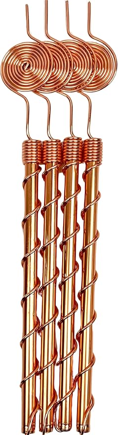 369 Spiral Copper Electroculture Antennas – 99.90% Pure Copper 369 Spirals for Organic Plant Growth, Soil Energy Boost & Root Development (4-Pack) – Eco-Friendly Gardening Tool