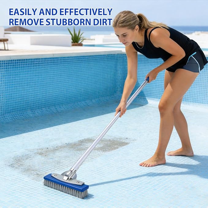 5-Inch Pool Brush Head - Combo Nylon & Stainless Steel Wire Bristles, Heavy Duty Metal Pool Brushes for Extra Scrubbing Power, for Cleaning Inground Pool Tiles, Concrete, Walls, Floor, Steps, Corners