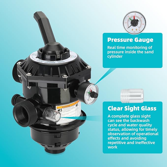 262506 1-1/2-Inch 6-Way Clamp Style Valve Compatible with pentair 262506 Multiport Valve,Fit for Tagelus/Sand Dollar/Meteor Pool and Spa Sand Filter