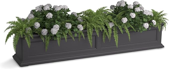 Mayne Fairfield 5ft Window Box, Self Watering Flower Box with Double Wall Design, All Season Fade Resistant Outdoor Window Planter with Steel Mounting Bracket, Graphite Grey