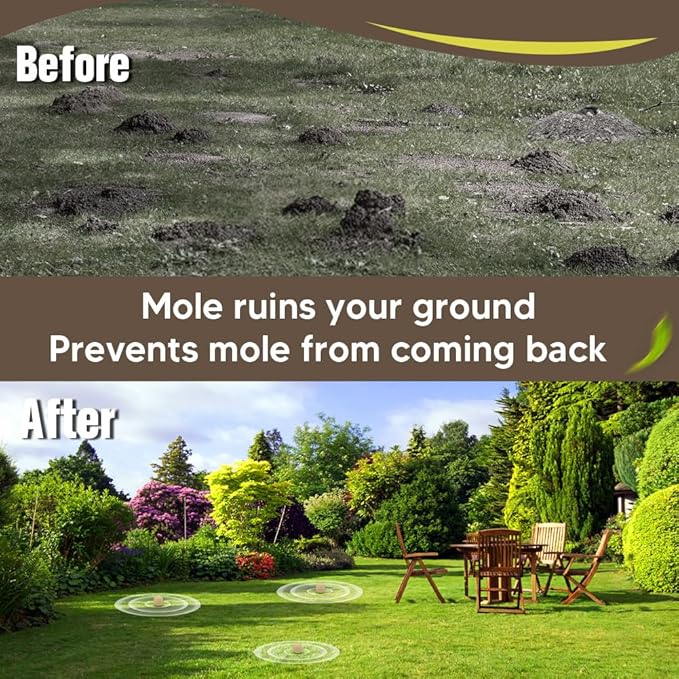 Mole Repellent for Lawns, Groundhog Repellent Outdoor, Armadillo Repellent, Mole Deterrent for Yard, Vole Repellent Outdoor, Gopher Repellent, Safe for Family & Pets, 8 Packs