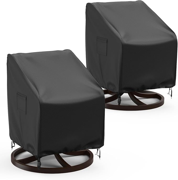 Outdoor Swivel Lounge Chair Cover, 2 Pack Waterproof Outdoor Chair Covers, Heavy Duty Patio Chair Covers for Outdoor Furniture, 30" W×34" D×38.5" H, Black