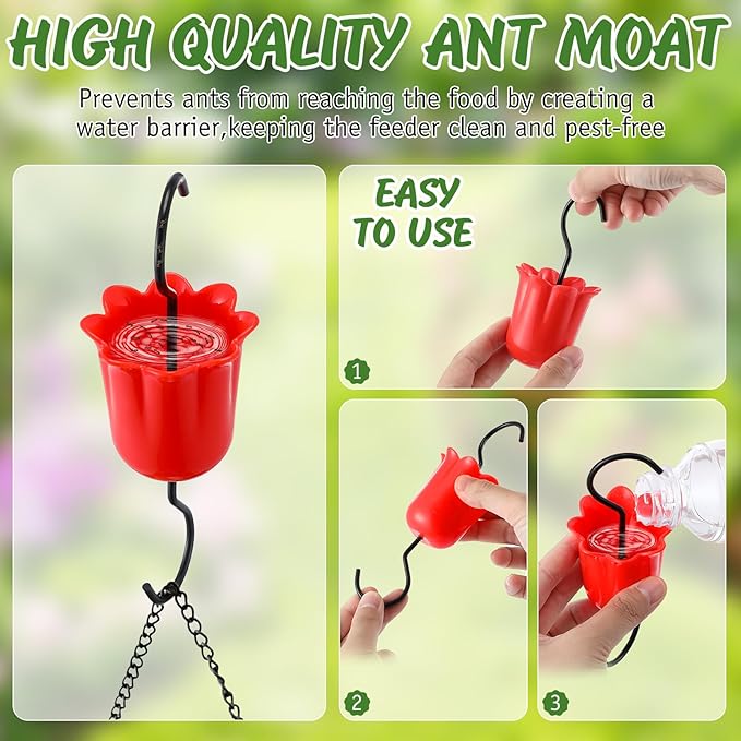 Baltimore Oriole Bird Feeder for Outdoors Oriole Feeder with Ant Moat & Glass Bowl & Ant Moat & Cleaning Brush, Metal Hanging for Jelly, Nectar, Mealworms & Orange Halves(Black,1 Pack)