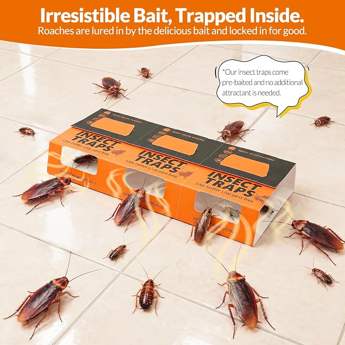 40 Pack Roach Traps, Cockroach Traps Indoor,Glue Roach Traps,Indoor Roach Trap for Home, Garage & Shed, Pest Control for Home,Child & Pets Safe