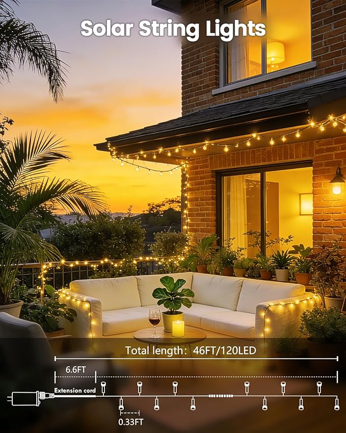 2Pack 240LED Solar String Lights Outdoor Waterproof | Solar Christmas Lights with 8 Modes & Memory, Auto On/Off Solar String Lights for Outside Xmas Tree Garden Yard Patio Wedding Decor (Warm White)
