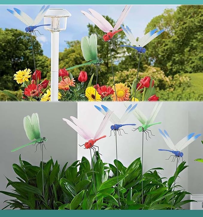 20 Pack Dragon Fly Clips for Bugs Repellent, 3D Artificial Dragonfly Hat Clips, Dragonfly Garden Decor, Garden Bird and Fly Scare Devices for Indoor Outdoor (4 Color)