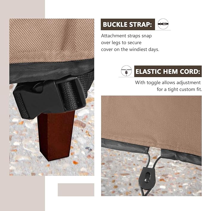 ULTCOVER Waterproof Patio Ottoman Cover Rectangular Outdoor Side Table Furniture Covers Size 40L x 30W x 20H inch