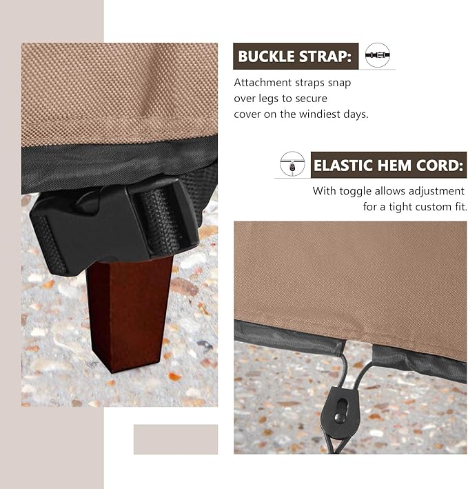 ULTCOVER Waterproof Patio Ottoman Cover Square Outdoor Side Table Furniture Covers Size 24L x 24W x 18H inch
