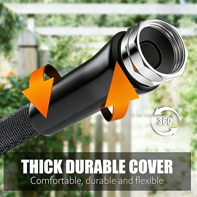 Relxitl Garden Hose 100feet, Water Hose with 10 Function Hose Nozzle, NON-Expandable Hose, Tough & Flexible, Lightweight, Crush Resistant Fittings, Kink & Tangle Free, Rust Proof for Watering