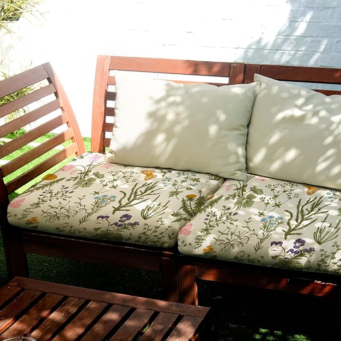 Hosuly 8 Pcs Spring Wildflower Sofa Cushion Cover for Patio Summer Floral Stretch Outdoor Sofa Seat Cushions Covers Tropical Flower Indoor Replacement Couch Slipcover Flexibility Chair Seat Cover