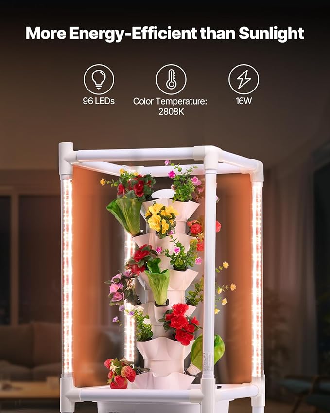 VEVOR Hydroponic Growing System with Grow Light, 30 Pods Vertical 6 Tiers Hydroponic Tower, Home Hydronic Garden with Water Pump, Plants Germination Kit for Indoor Herbs, Fruits and Vegetables