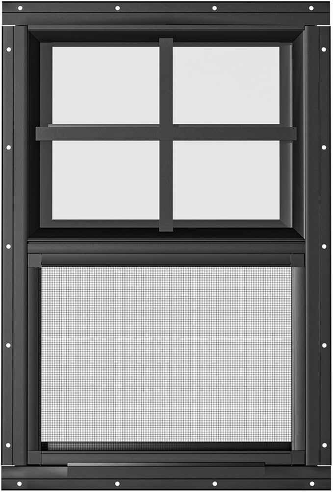 WRISIN 2 Pack Shed Windows 12" W x 18" H Flush Mount, Black Household Windows for Playhouses, Barns, Chicken Coop