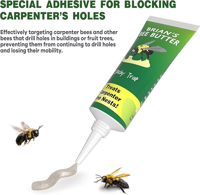 Carpenter Bee Traps for Outside, 2 Pack Sticky Trap, Brain's Bee Butter, Wood Bee Traps for Outside