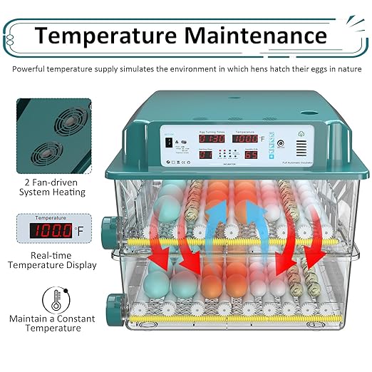 Incubators for Hatching Eggs 120, Chicken Egg Incubator with Automatic Egg Turning and Humidity Display, Temperature Control with 5 Automatic Incubation Modes, Incubation Day Counter