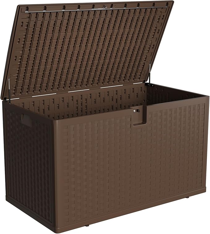 120 Gallon Resin Deck Box-Organization and Storage for Patio Cushions, Throw Pillows and Garden Tools