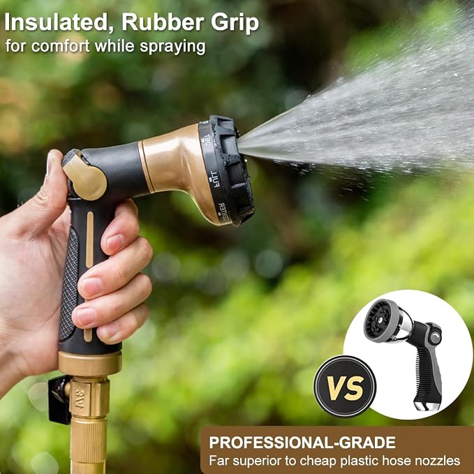 FANHAO Metal Hose Sprayer with 8 Spray Patterns+Heavy Duty Fireman's Hose Nozzle