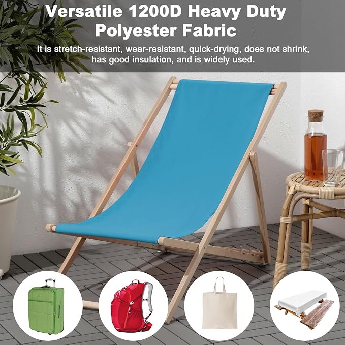 Thickened Waterproof Canvas Fabric by The Yard, 1200D 58" W Outdoor Upholstery Material Heavy Duty Fabric Water Resistant Sewing Material for Chair Patio Cushion Purse Bag, 1 Yard Sky Blue