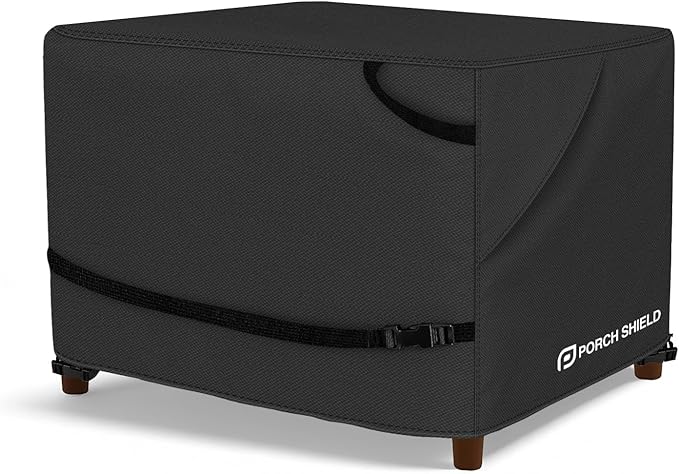 Porch Shield Patio Ottoman Cover - Waterproof Outdoor Rectangular Side Table Covers – 28L x 24W x 18H inch, Black
