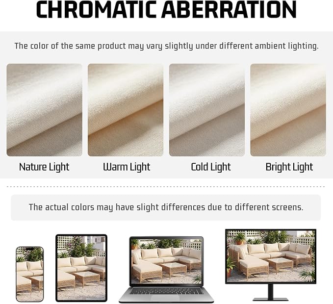 14pcs Outdoor Patio Cushion Covers Replacement, 25.6" Zippered Outdoor Cushion Covers Waterproof, UV Resistant & Washable Patio Furniture Cushion Covers Waterproof for Patio Sectional, Beige