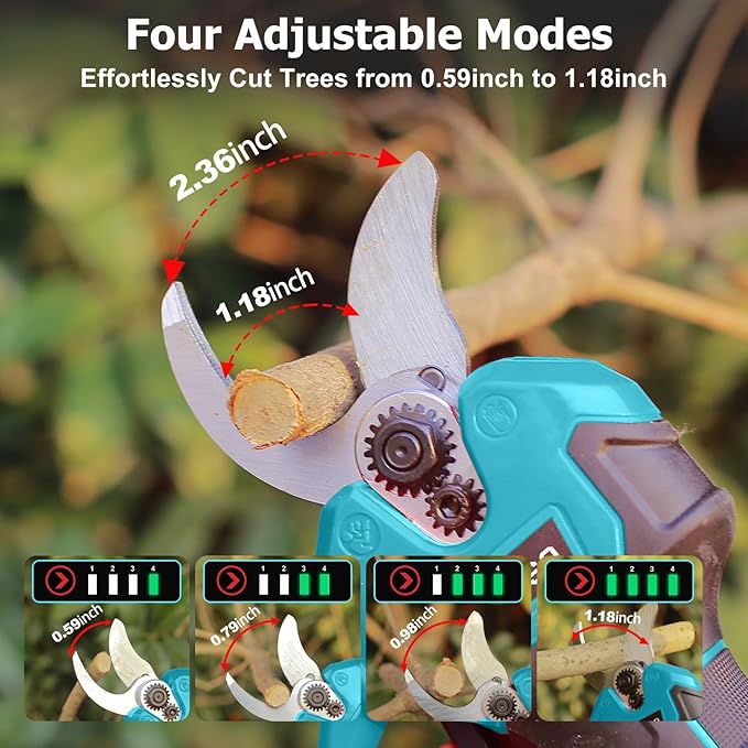 Electric Pruning Shears Brushless, Bamse Cordless Pruner Shears with 2 Batteries 2.0Ah, LCD Display Electric Pruner, for Branch, Fruit Plucking and Tree Trimming