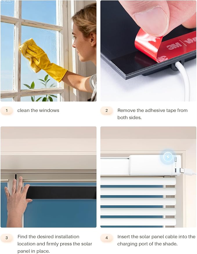 1PCS Solar Panels 3.4W 6V Charge for Motorized Blinds with USB-C Connector for Lithium Battery Operated Shades