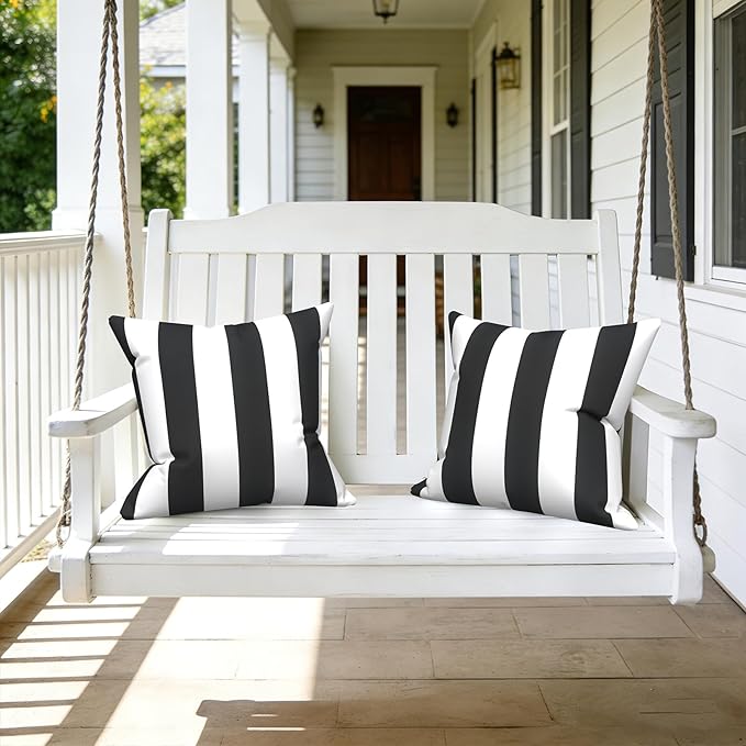 LVTXIII Outdoor Pillow Covers 20x20 Inch, 2 Pack Large Square Throw Pillow Cases, Fade-Resistant Cushion Covers for Patio Furniture Sofa, Garden Porch, Cabana Black