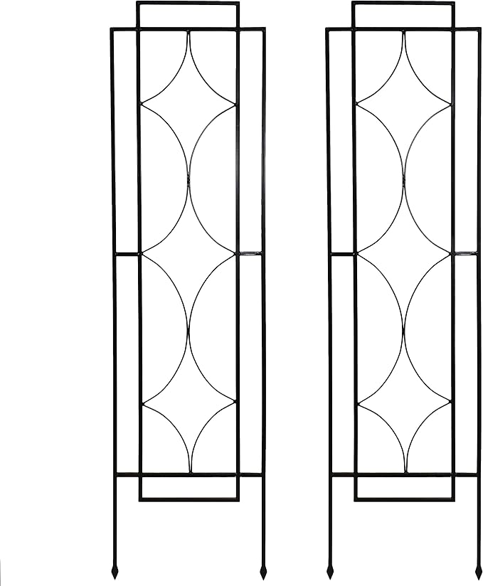 Sunnydaze 2-Piece Chic Diamonds Garden Trellis for Climbing Plants - Outdoor Decorative Metal Flower Trellis - 60-Inch Tall - Black